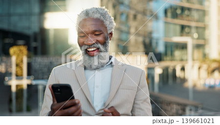 Outdoor, business and senior man with smartphone, celebration and winner with investment. Opportunity, African person and employee with cellphone, mobile user and lens flare with wow, omg and success Outdoor, business and senior man with smartphone, celebration and winner with investment. Opportunity, African person and employee with cellphone, mobile user and lens flare with wow, omg and success 139661021