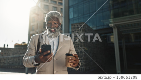Outdoor, business and old man with a smartphone, excited and cheerful with good news, prize and social media. Senior person, employee and entrepreneur with a cellphone, city and winning with victory Outdoor, business and old man with a smartphone, excited and cheerful with good news, prize and social media. Senior person, employee and entrepreneur with a cellphone, city and winning with victory 139661209
