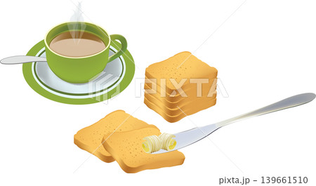 breakfast with rusks butter and coffee milk milk breakfast with rusks butter and coffee milk milk 139661510