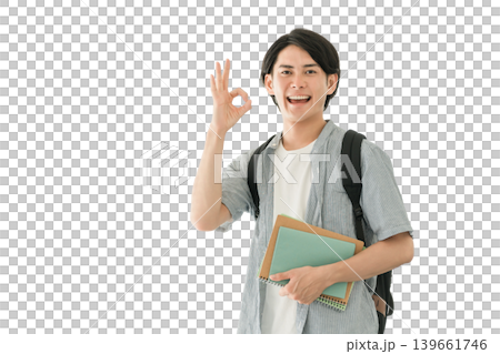 Asian male college student in a university/school corridor (student/cram school/preparatory school) Asian male college student in a university/school corridor (student/cram school/preparatory school) 139661746