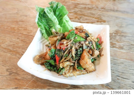 stir fried fish , stir fried bass or stir fried Sea bass fish with pepper and Chinese key or lesser ginger or spicy fish stir fried fish , stir fried bass or stir fried Sea bass fish with pepper and Chinese key or lesser ginger or spicy fish 139661801