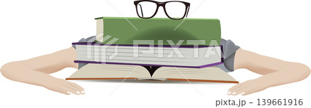 books glasses and human arms books glasses and human arms 139661916