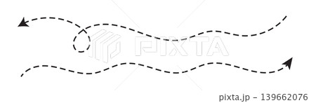 Long dash line arrow, curve horizontal dot direction path Long dash line arrow, curve horizontal dot direction path 139662076