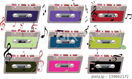 old compact tape recording cassette- 139662172