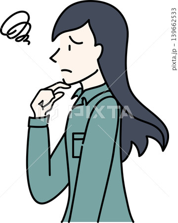 作業服を着た働く女性の横向きのイラスト 139662533