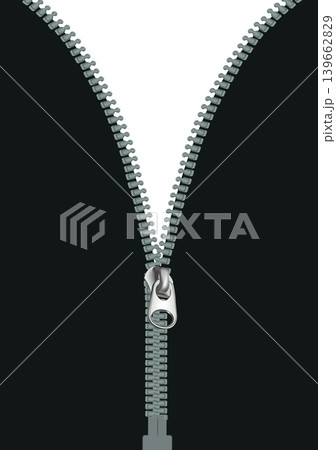 Zipper is partly unzipped separating black and white backgrounds 139662829