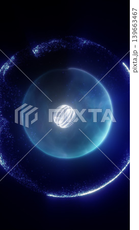 Futuristic blue cosmic spiral with glowing particles and a luminous core in deep space. Futuristic blue cosmic spiral with glowing particles and a luminous core in deep space. 139663467