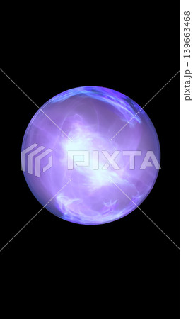 Glowing purple plasma sphere with bright internal energy on a black background, evoking science, power, and cosmic abstraction. 139663468