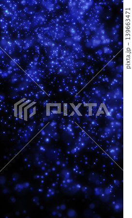 Blue glowing particles floating in dark space, dreamy bokeh starfield abstract background 139663471