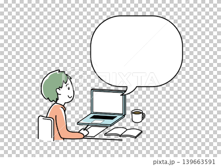 オンラインで話を聞いたり通話する人 06 オンラインで話を聞いたり通話する人 06 139663591