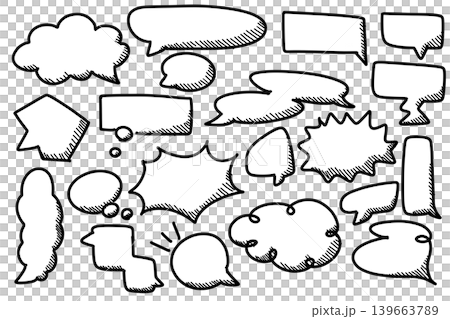 Hand-drawn style speech bubble set, transparent PNG (Variation 1) Hand-drawn style speech bubble set, transparent PNG (Variation 1) 139663789