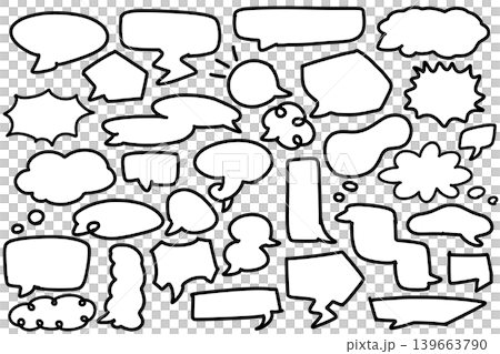 Hand-drawn style speech bubble set, transparent PNG (Variation 2) Hand-drawn style speech bubble set, transparent PNG (Variation 2) 139663790