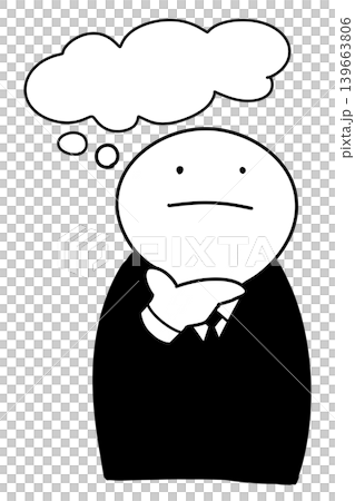 悩み・思考・検討中・何かを考えている人のイラスト 手描き風 背景透過PNG (バリエーション4) 悩み・思考・検討中・何かを考えている人のイラスト 手描き風 背景透過PNG (バリエーション4) 139663806