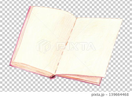 Opened notebook with blank pages. Isolated pencil illustration for school design 139664468
