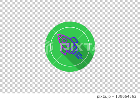 Green Rocket Launch Icon With Long Shadow Symbolizing Startup Growth, Innovation And Progress Green Rocket Launch Icon With Long Shadow Symbolizing Startup Growth, Innovation And Progress 139664562