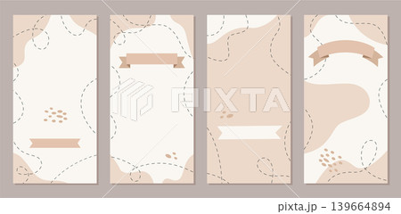 Minimal boho abstract vertical banner background set. Organic blob shape with flat pattern and soft form a simple curvy frame. Modern set of fluid graphic shape as neutral banner template Minimal boho abstract vertical banner background set. Organic blob shape with flat pattern and soft form a simple curvy frame. Modern set of fluid graphic shape as neutral banner template 139664894