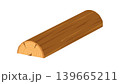 Flat split oak wood log. Half round timber piece as brown tree section. Simple lumber icon as sticker concept for firewood, carpentry and forestry material in clean flat graphic style 139665211