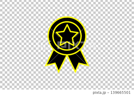 Award Ribbon With Star Badge Icon Representing Achievement, Recognition, Prize and Quality 139665501