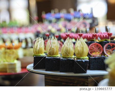 desserts at a hotel buffet 139665777