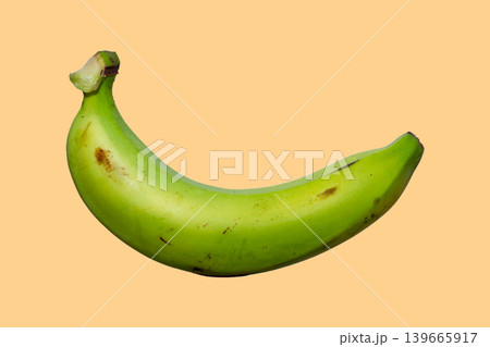Minimal flat lay of banana on modern background with clean space and soft natural lighting setup 139665917