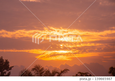 Abstract and pattern of cloud sky Calming coral, Orange, Trend color of the year background 139665987
