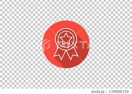 Flat Red Award Ribbon Icon With Star Medal Emblem Symbolizing Quality Achievement And Excellence 139666150