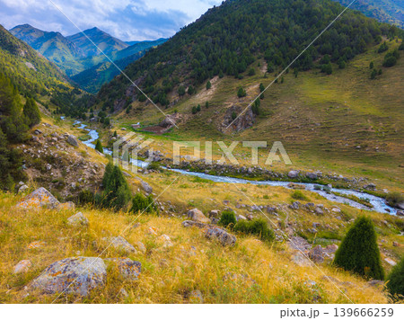 Mountain Valley with Winding River Mountain Valley with Winding River 139666259