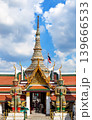 Giant Yaksha guardian statues at the Temple of the Emerald Buddha complex or Wat phra kaew in the Grand Palace grounds in Bangkok, Thailand. 139666533