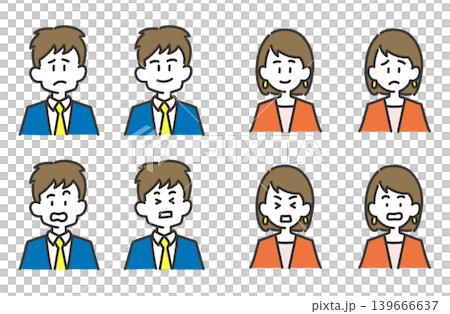 Facial expression set for young men and women Facial expression set for young men and women 139666637