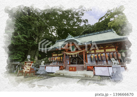 水彩画風 別府 八幡朝見神社 朝見文庫 大分県別府市 水彩画風 別府 八幡朝見神社 朝見文庫 大分県別府市 139666670