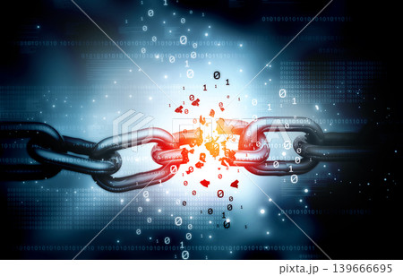 Broken data chain. Data hacked  concept 139666695
