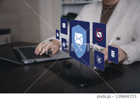 Email Security Protection and Secure Communication Concept Email Security Protection and Secure Communication Concept 139666723