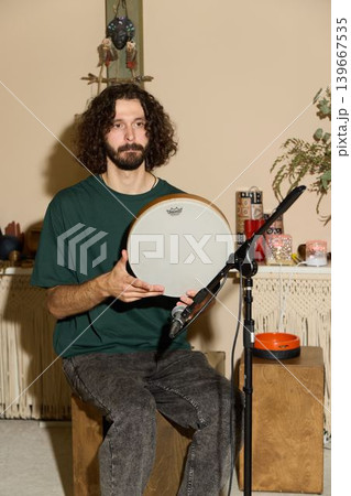 Live demonstration of frame drum skills with engaging interaction Live demonstration of frame drum skills with engaging interaction 139667535