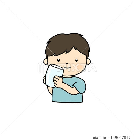 コップの水を飲む男の子のイラスト 139667817