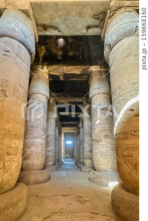 Beautiful interiors and ancient hieroglyphs in the Temple of Seti I in Abydos, Egypt. Beautiful interiors and ancient hieroglyphs in the Temple of Seti I in Abydos, Egypt. 139668160