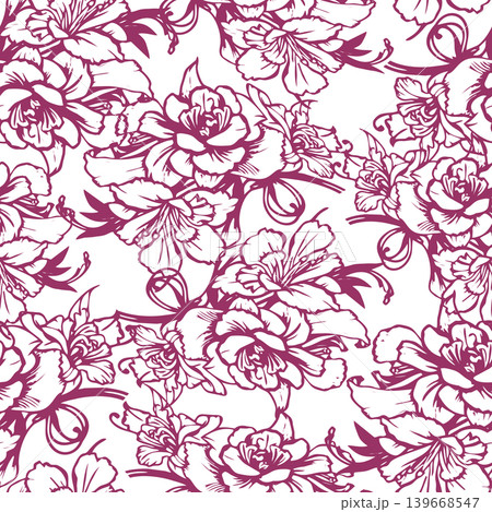 purple and white rose flowers seamless pattern, texture, design 139668547