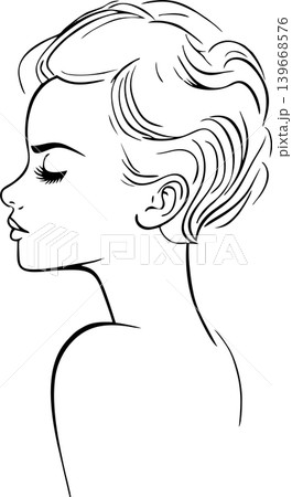 simple black linear drawing woman portrait, logo, design simple black linear drawing woman portrait, logo, design 139668576