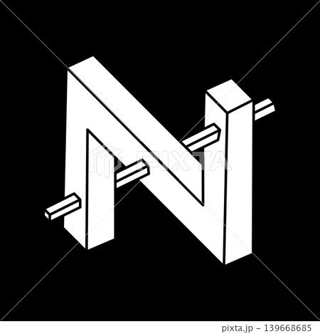 Escher style. Impossible shapes. Sacred geometry. Optical illusion figure. Abstract eternal geometric objects. Optical art. 139668685