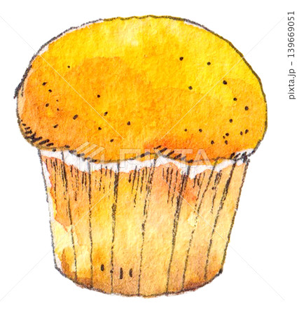 水彩イラスト　カップケーキ　プレーン 139669051