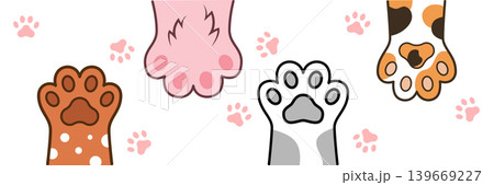 Cat and dog paw icon in flat style. Colorful animal foot vector illustration on isolated background. Kitten and puppy paws sign business concept. 139669227