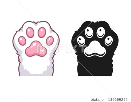 Cat and dog paw icon in flat style. Animal foot vector illustration on isolated background. Kitten and puppy paws sign business concept. 139669233