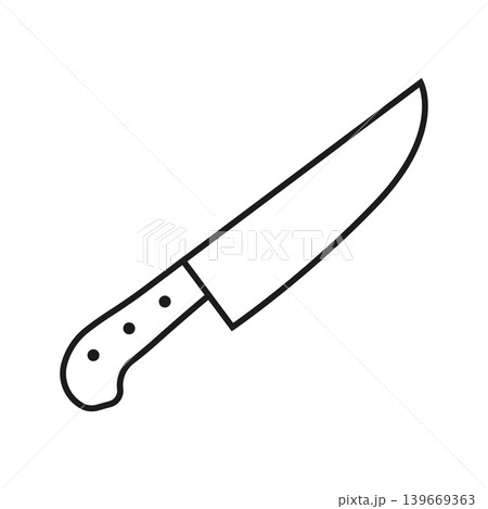 Kitchen knife icon in flat silhouette style. Cutting tool stroke outline vector illustration on isolated background. Cooking equipment sign business concept. Kitchen knife icon in flat silhouette style. Cutting tool stroke outline vector illustration on isolated background. Cooking equipment sign business concept. 139669363