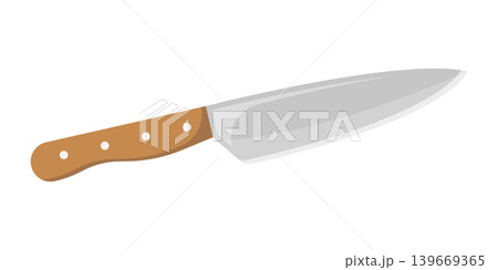 Kitchen knife icon in flat style. Cutting tool vector illustration on isolated background. Cooking equipment sign business concept. Kitchen knife icon in flat style. Cutting tool vector illustration on isolated background. Cooking equipment sign business concept. 139669365