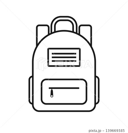 School bag icon in flat outline stroke style. Children backpack vector illustration on isolated background. Schoolbag sign business concept. School bag icon in flat outline stroke style. Children backpack vector illustration on isolated background. Schoolbag sign business concept. 139669385