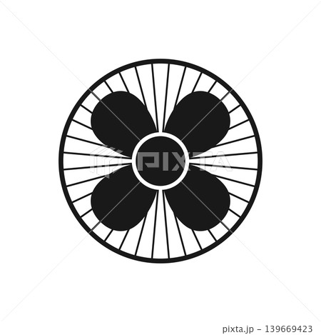 Electric fan silhouette icon in flat style. Cooler device vector illustration on isolated background. Air ventilator sign business concept. Electric fan silhouette icon in flat style. Cooler device vector illustration on isolated background. Air ventilator sign business concept. 139669423