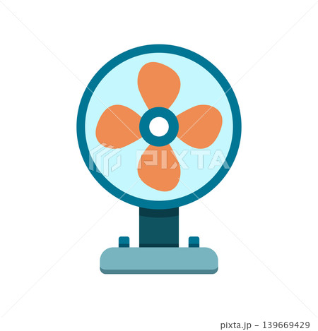 Electric fan icon in flat colorful style. Cooler device vector illustration on isolated background. Air ventilator sign business concept. Electric fan icon in flat colorful style. Cooler device vector illustration on isolated background. Air ventilator sign business concept. 139669429
