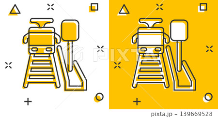 Metro station icon in comic style. Train subway cartoon vector illustration on white isolated background. Railroad cargo splash effect business concept. Metro station icon in comic style. Train subway cartoon vector illustration on white isolated background. Railroad cargo splash effect business concept. 139669528
