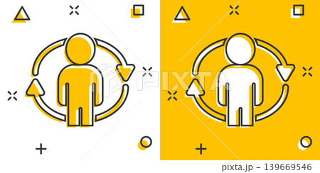 People referral icon in comic style. Business communication cartoon vector illustration on white background. Reference teamwork splash effect business concept. 139669546
