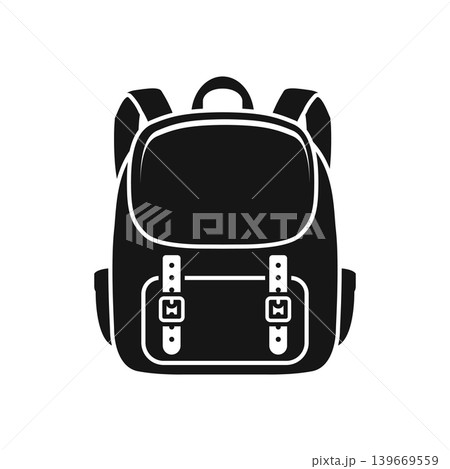 School bag icon in flat silhouette style. Children backpack vector illustration on isolated background. Schoolbag sign business concept. School bag icon in flat silhouette style. Children backpack vector illustration on isolated background. Schoolbag sign business concept. 139669559