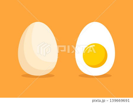 Egg icon in flat style. Protein breakfast vector illustration on isolated background. Chicken eggs sign business concept. Egg icon in flat style. Protein breakfast vector illustration on isolated background. Chicken eggs sign business concept. 139669691